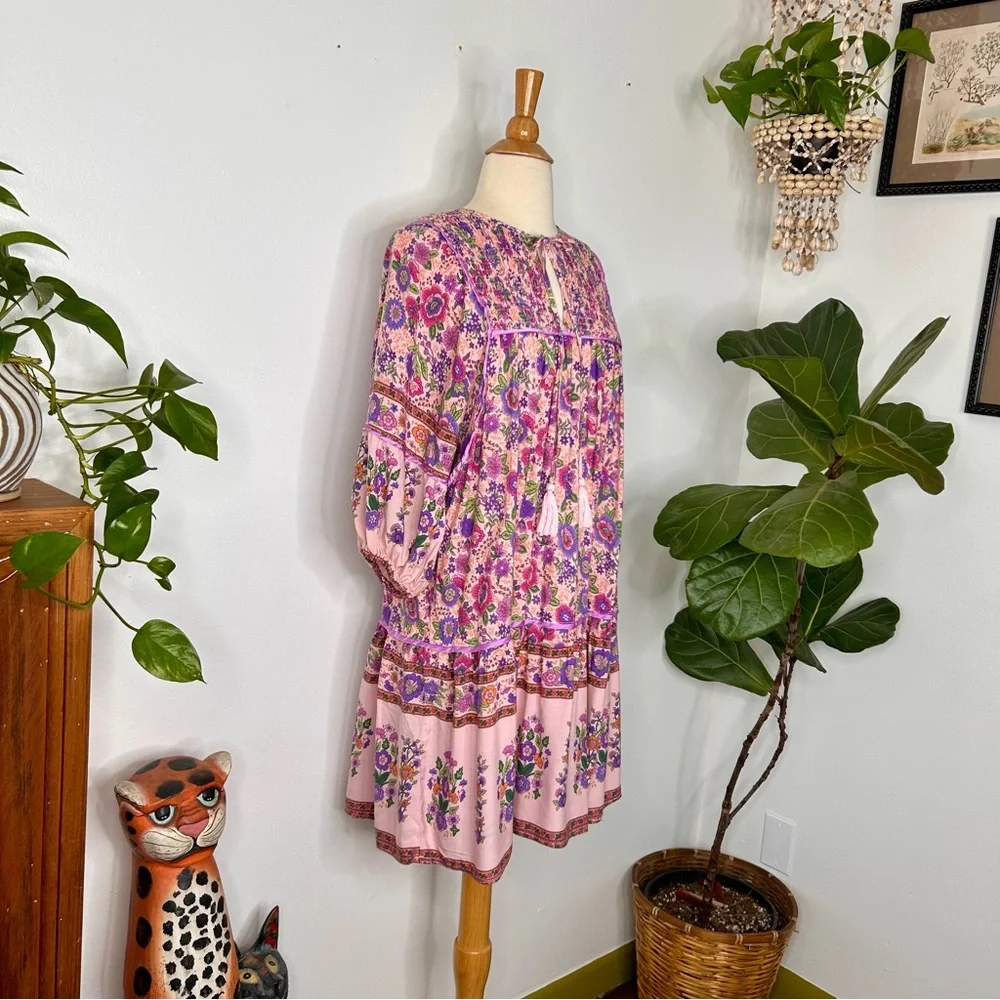 Umgee smocked front tassel tie boho dress - Picture 3 of 6